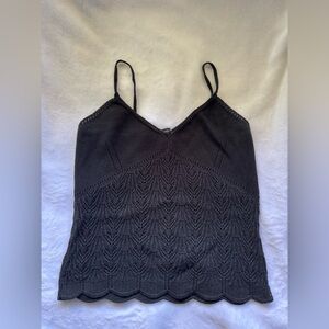 Black Knit Scallop Hem Camisole Top Kenneth Cole Y2K Vintage